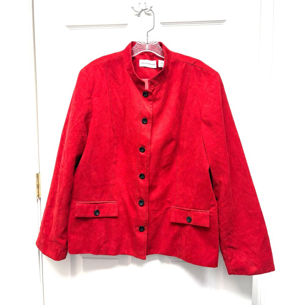 Alfred Dunner Jacket Women’s Size 20 Red Button Front Lined Structured